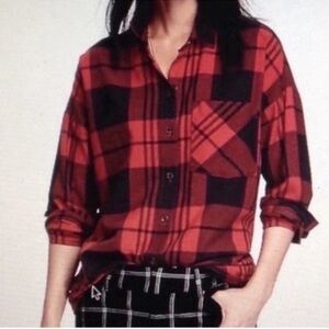 Old Navy Classic Shirt Red Black Dad Shirt Flannel Plaid Classic Shirt XS